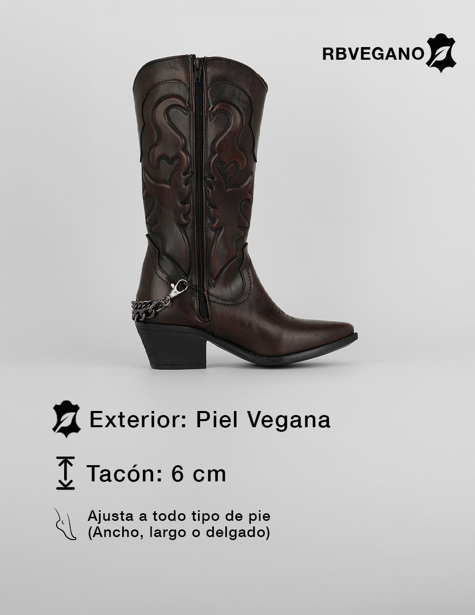 Botas tipo western West en Piel vegana – Café