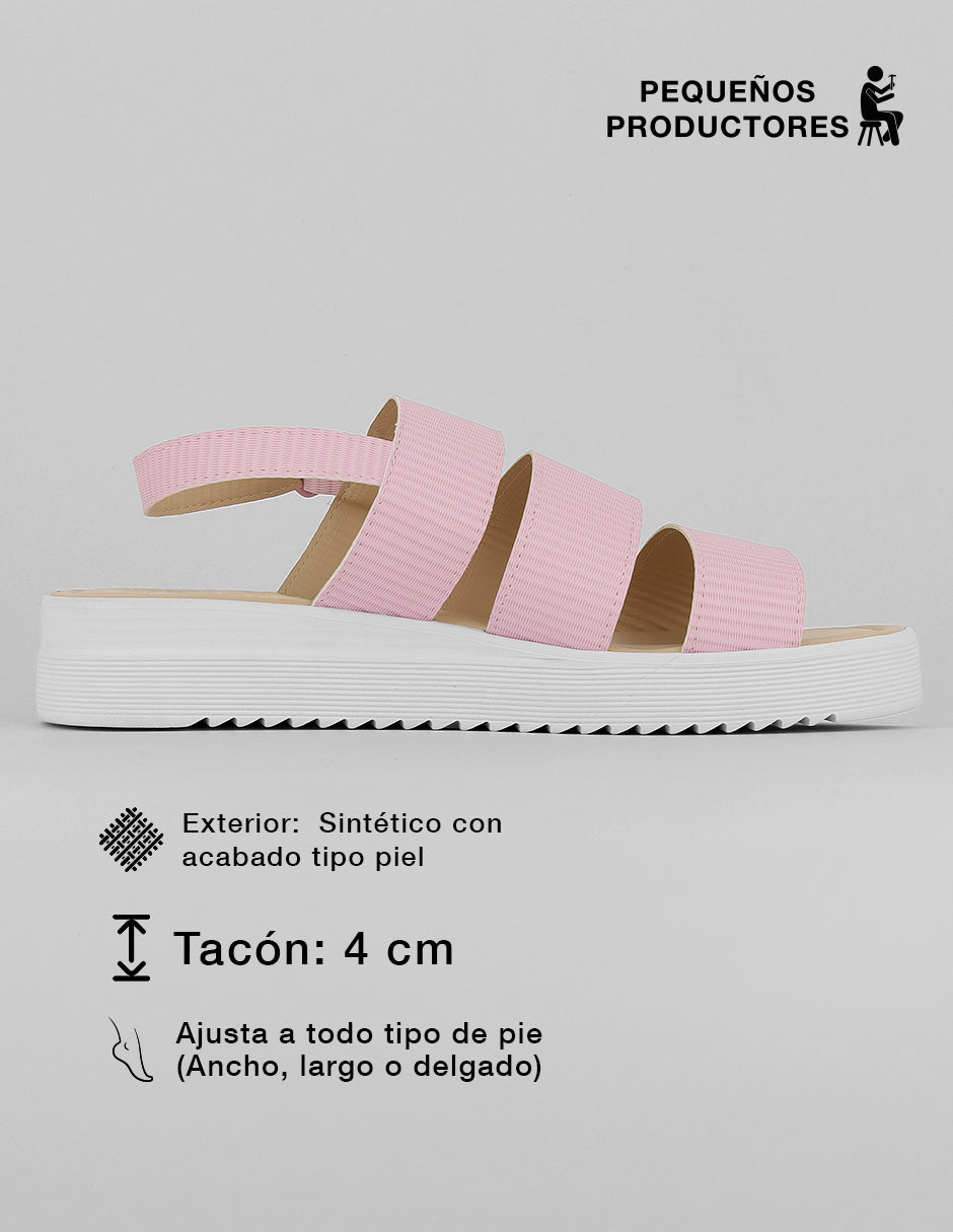 Sandalias de piso Yuri en Sintético – Rosa
