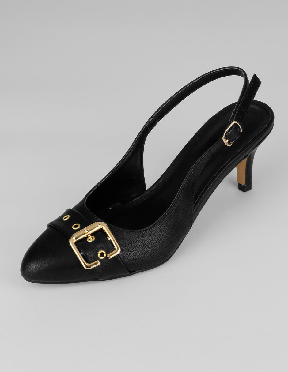 Zapatillas Slingback en Piel vegana – Negro