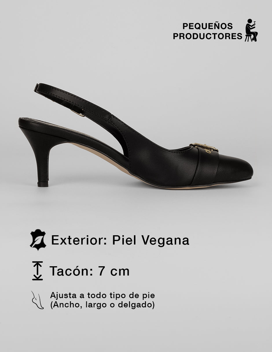 Zapatillas Slingback en Piel vegana – Negro