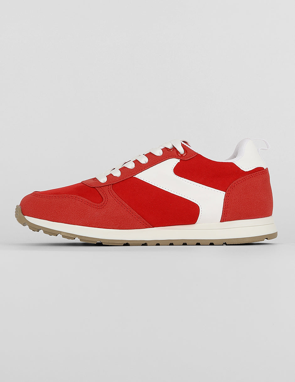 Tenis con cordones Exterior Gamuza Color Rojo Para Mujer De RBCOLLECTION