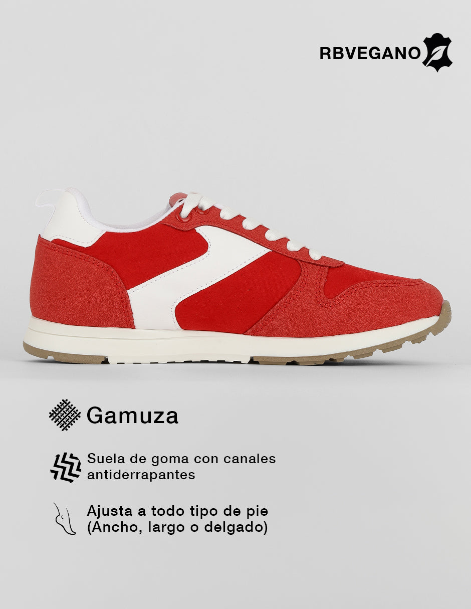 Tenis con cordones  Urban  en Gamuza – Rojo