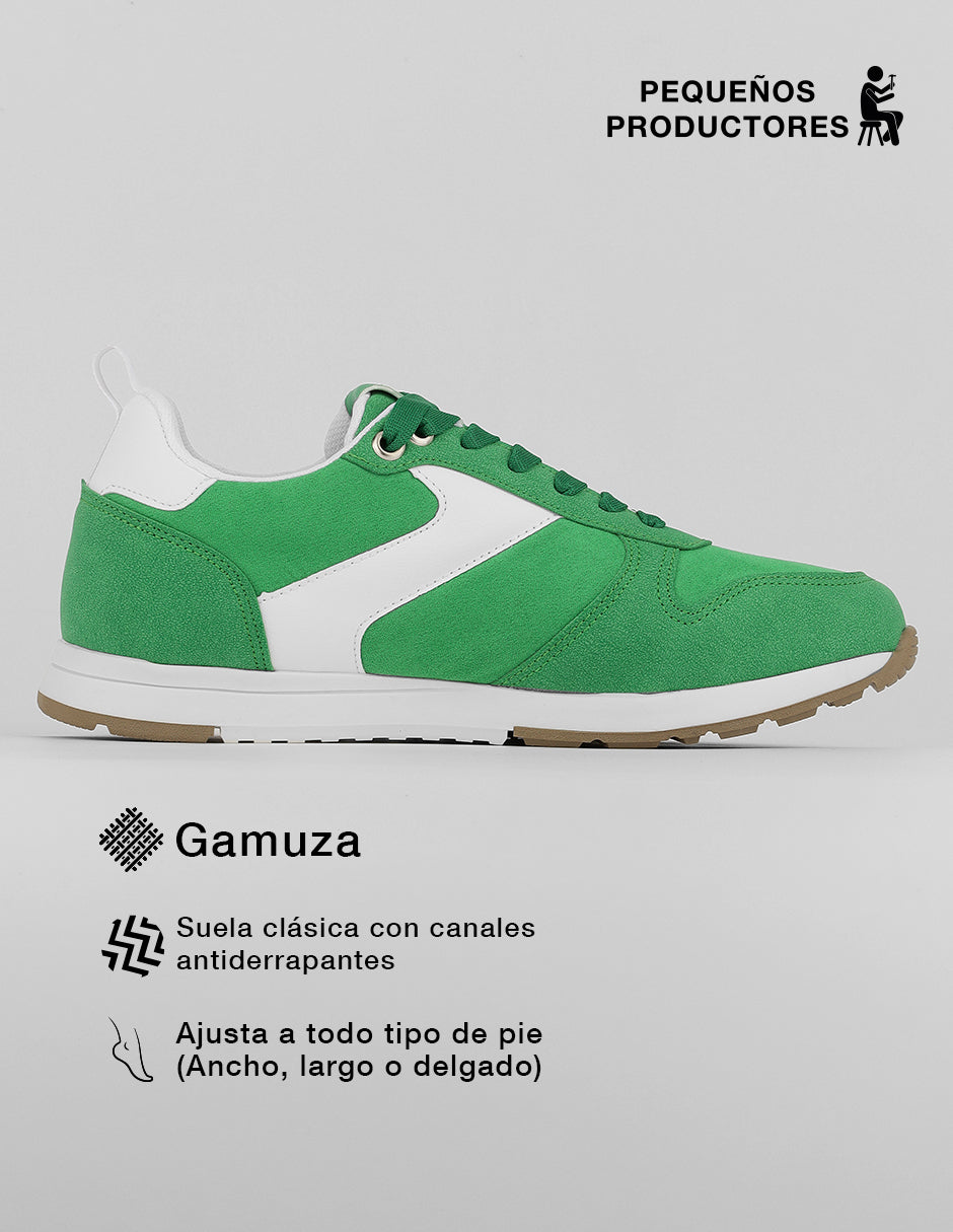 Tenis con cordones  Urban en Gamuza – Verde