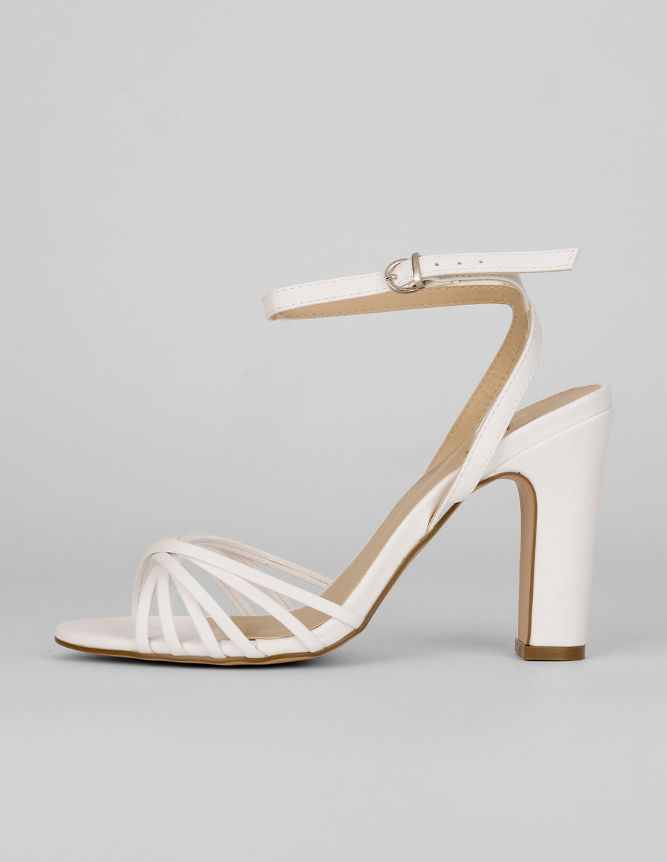 Sandalia con tacón Exterior Piel vegana Color Blanco Para Mujer De RBCOLLECTION