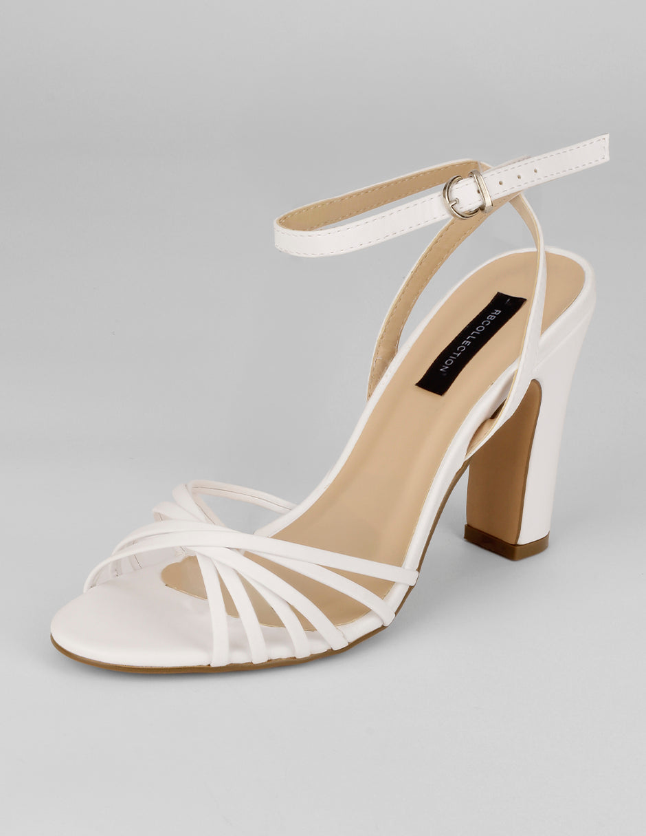 Sandalia con tacón Ave en Piel vegana – Blanco