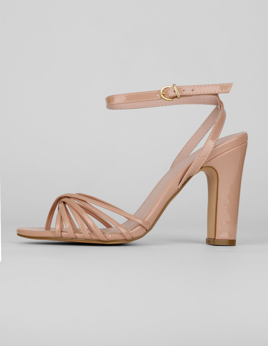 Sandalia con tacón Exterior Charol Color Rosa Para Mujer De RBCOLLECTION