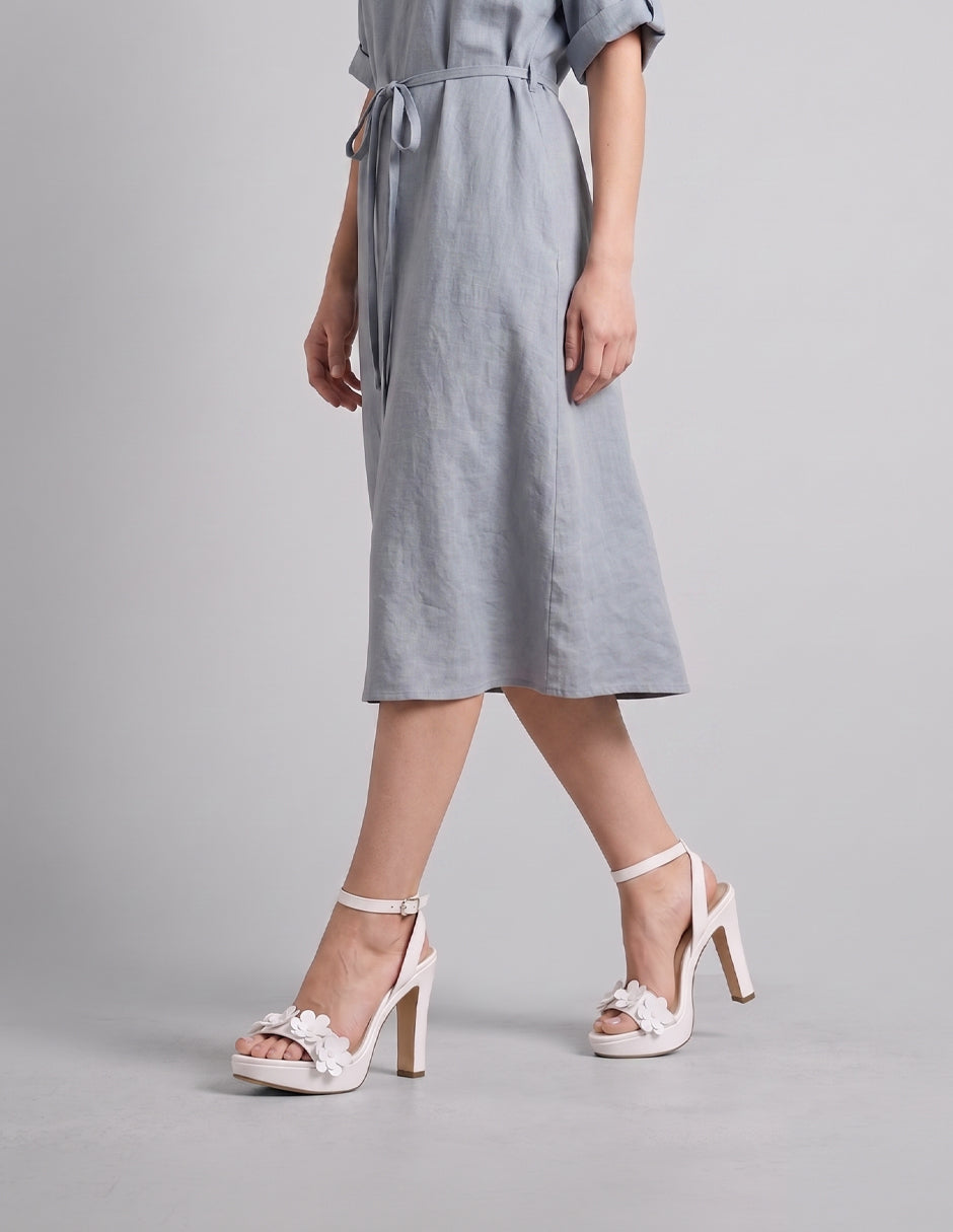 Sandalia con tacón Classy en Piel vegana – Blanco