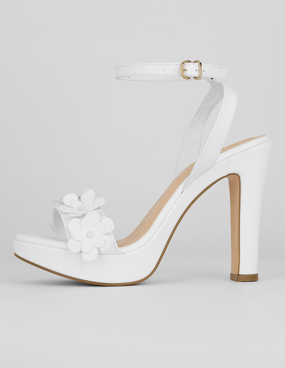 Sandalia con tacón Exterior Piel vegana Color Blanco Para Mujer De RBCOLLECTION