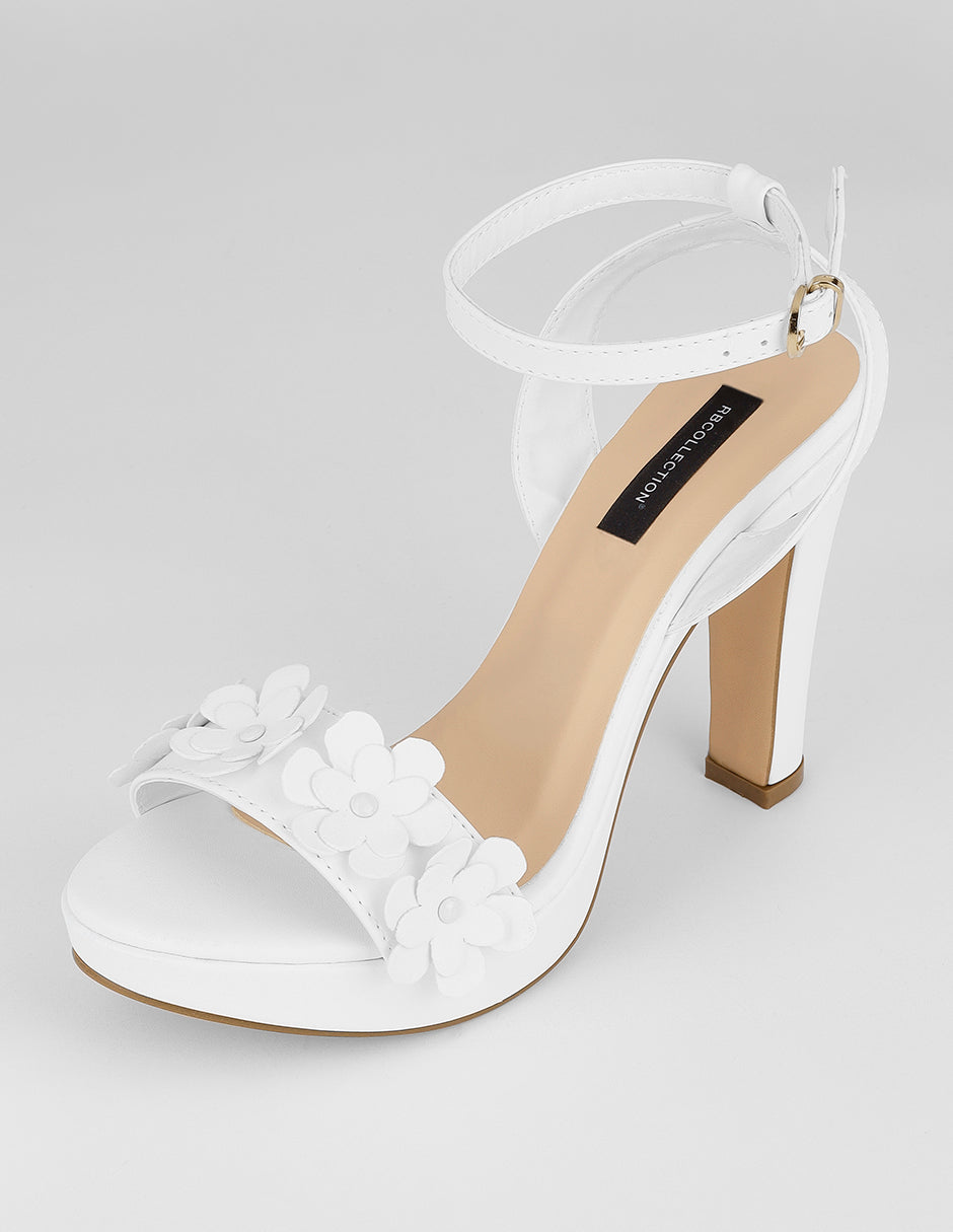 Sandalia con tacón Classy en Piel vegana – Blanco