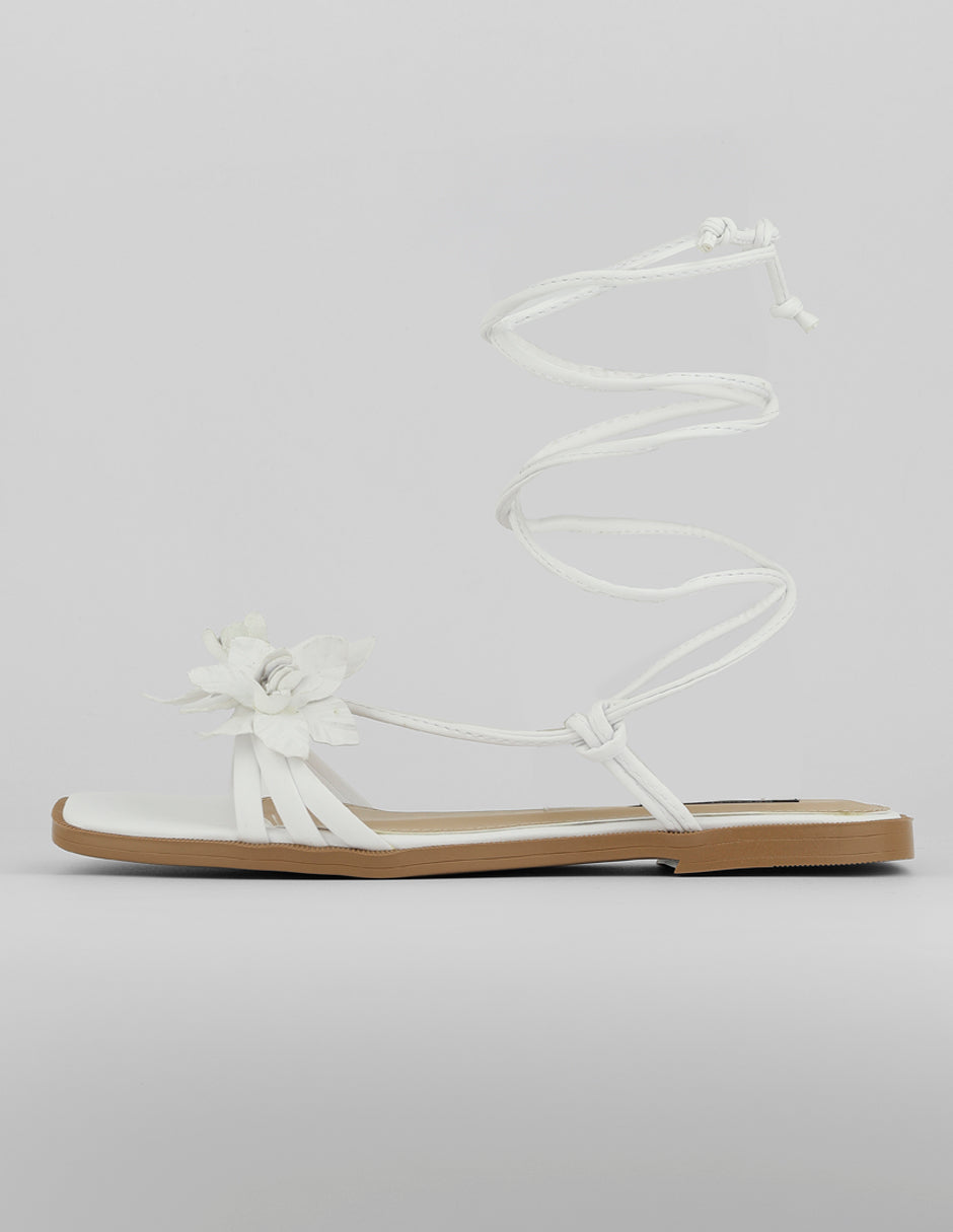 Sandalias de piso Exterior Piel vegana Color Blanco Para Mujer De RBCOLLECTION