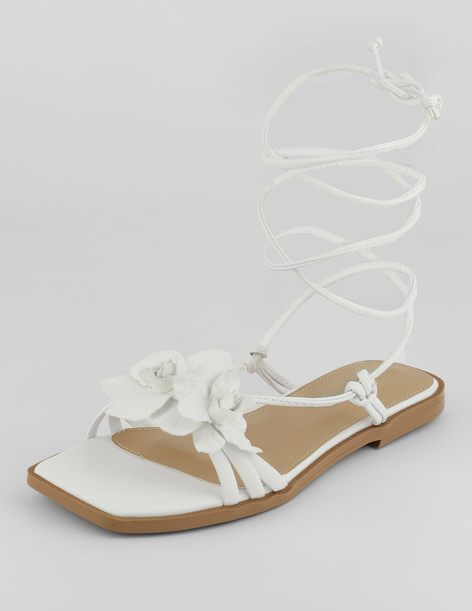 Sandalias de piso Soft en Piel vegana – Blanco