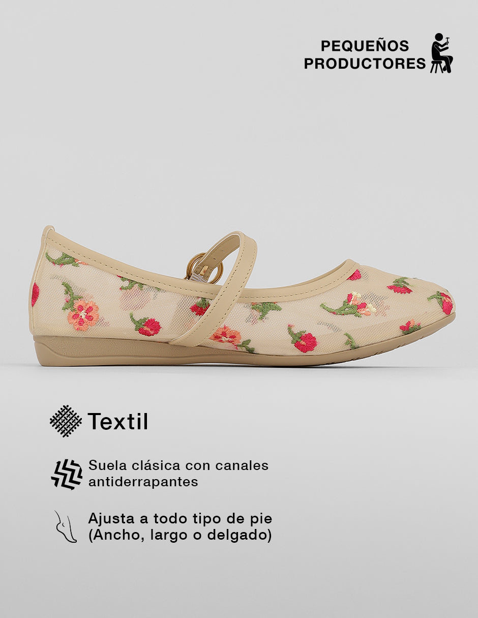Flats clásicas Darling en Textil – Beige