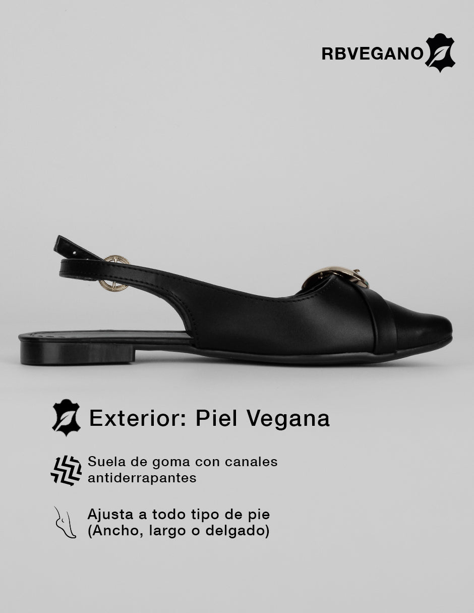 Flats puntales Onne en Piel vegana – Negro