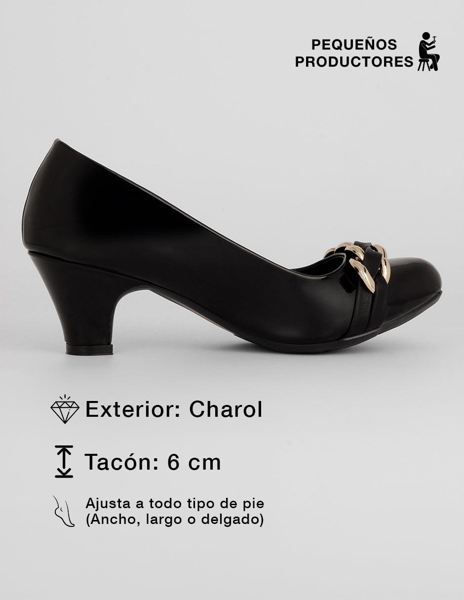 Zapatillas Classy en Charol – Negro