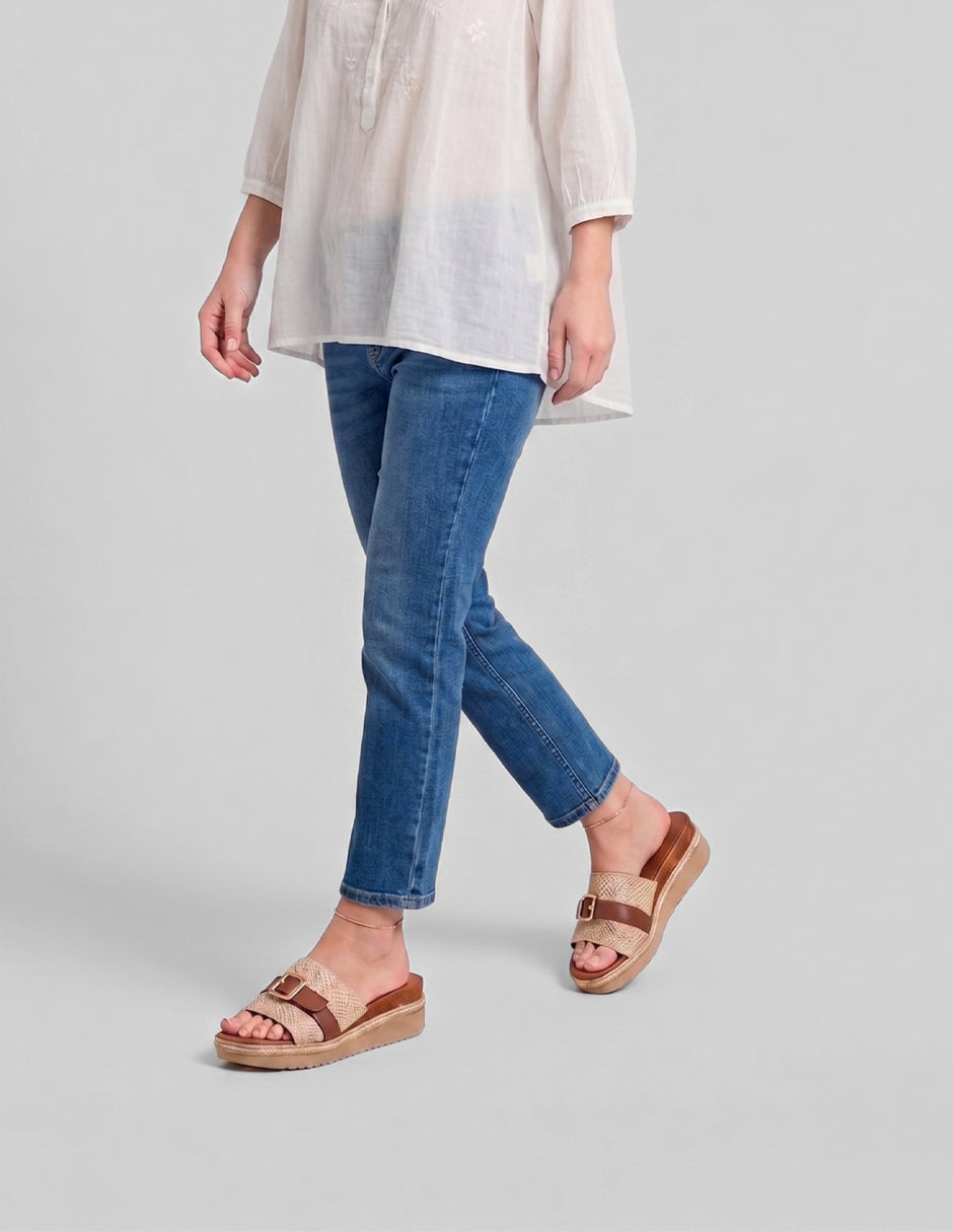 Sandalias con plataforma Soft en Textil – Café