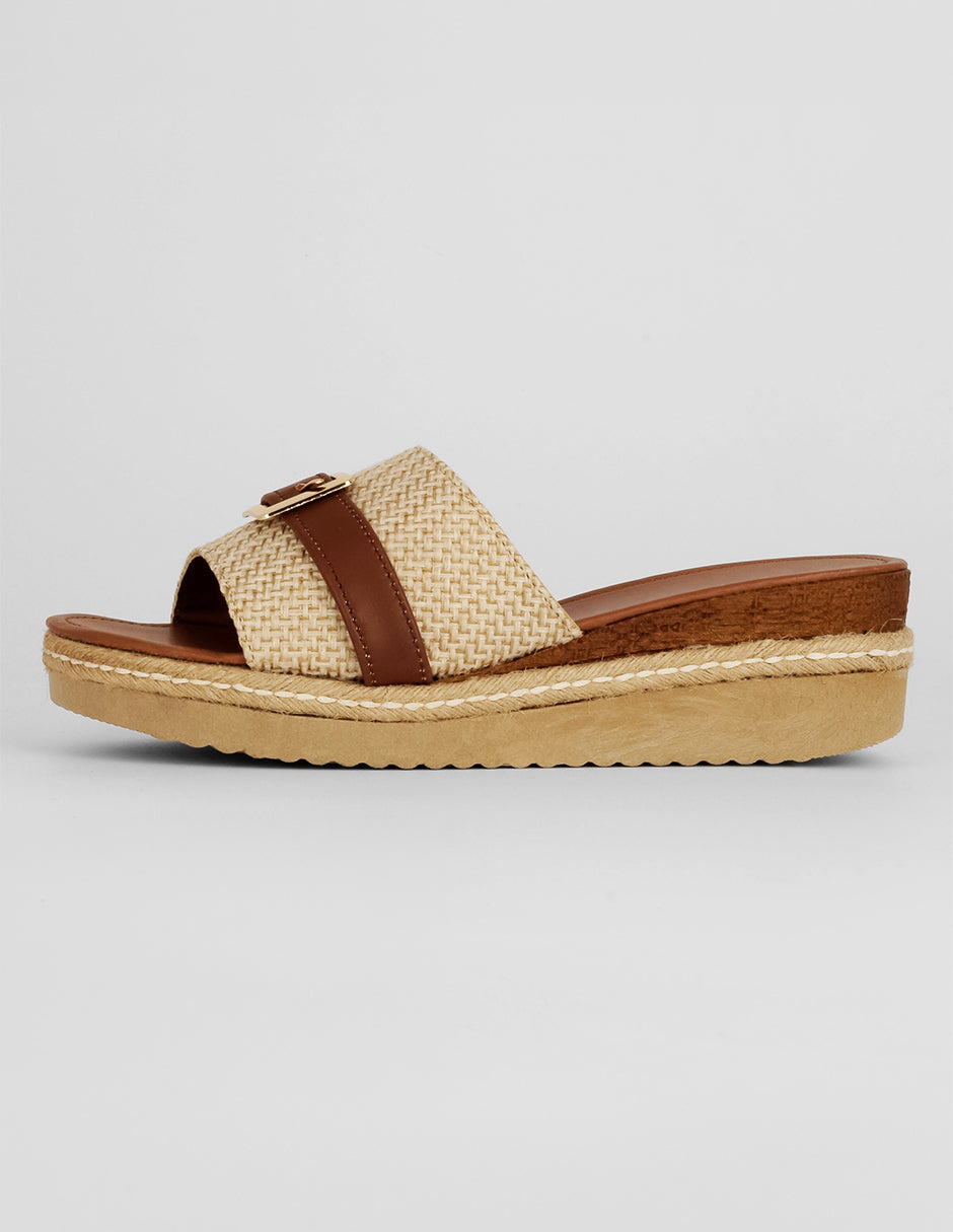 Sandalias con plataforma Exterior Textil Color Café Para Mujer De RBCOLLECTION
