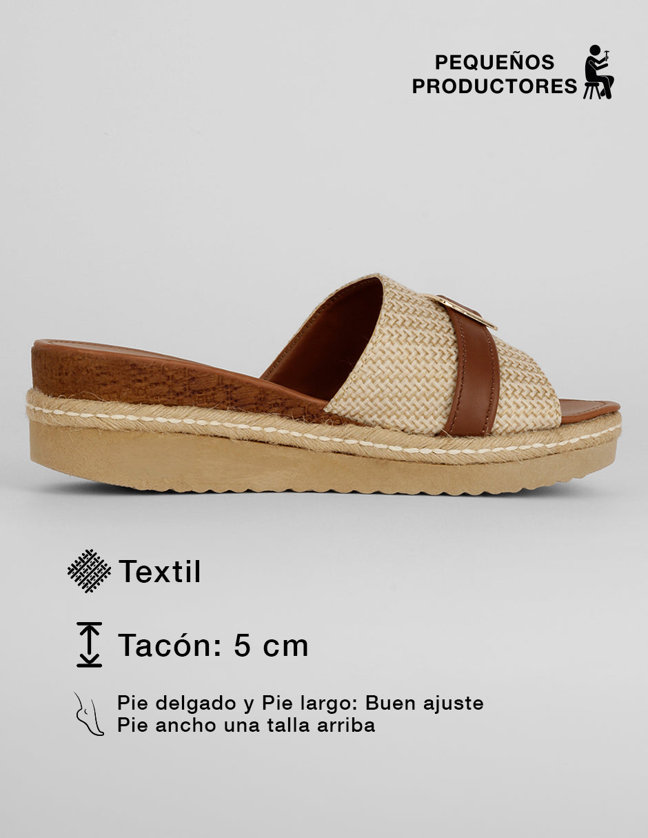 Sandalias con plataforma Soft en Textil – Café