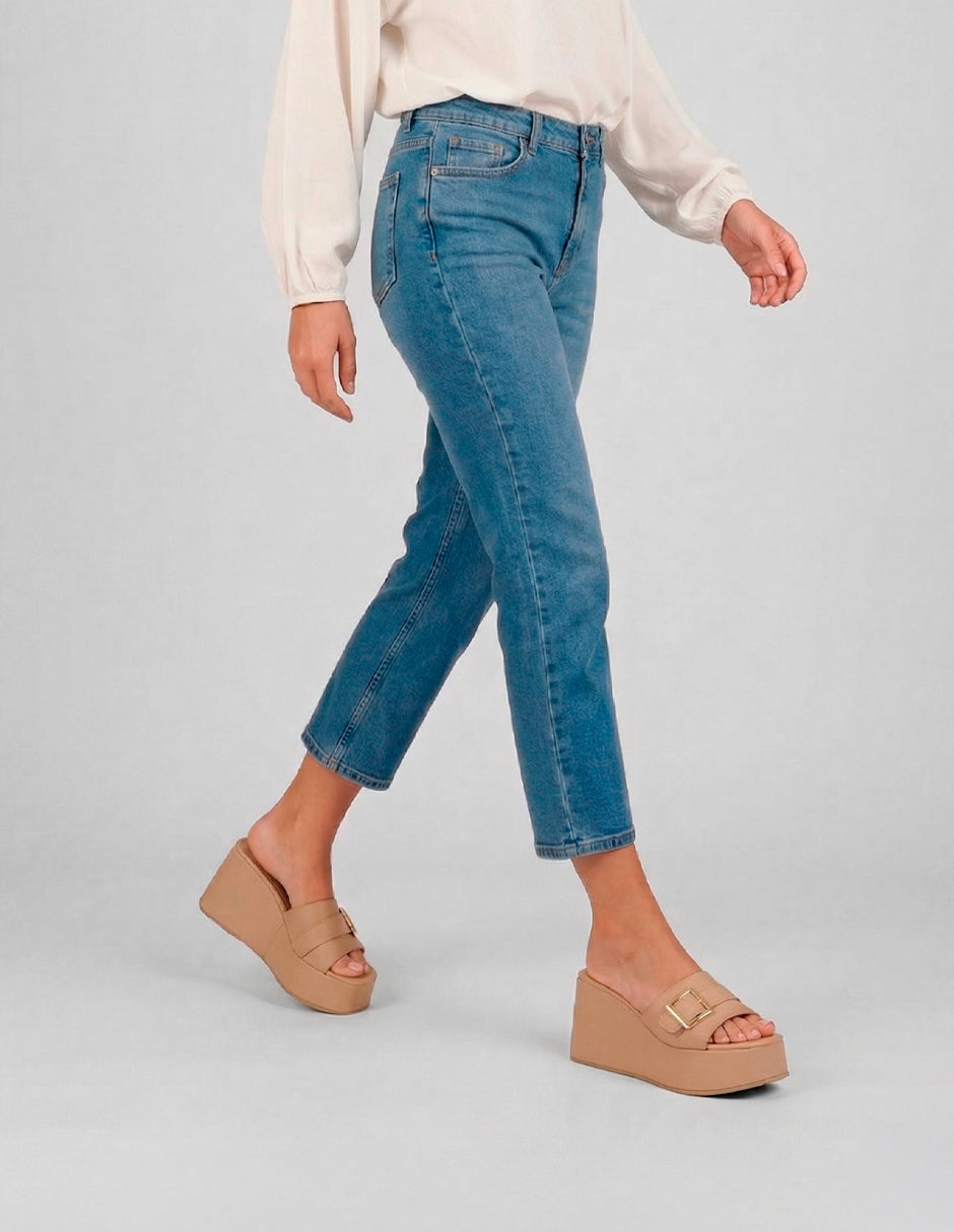 Sandalias con plataforma Naia en Piel vegana – Beige