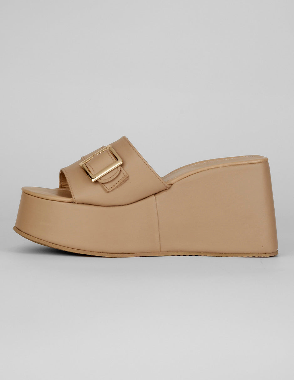 Sandalias con plataforma Exterior Piel vegana Color Beige Para Mujer De RBCOLLECTION