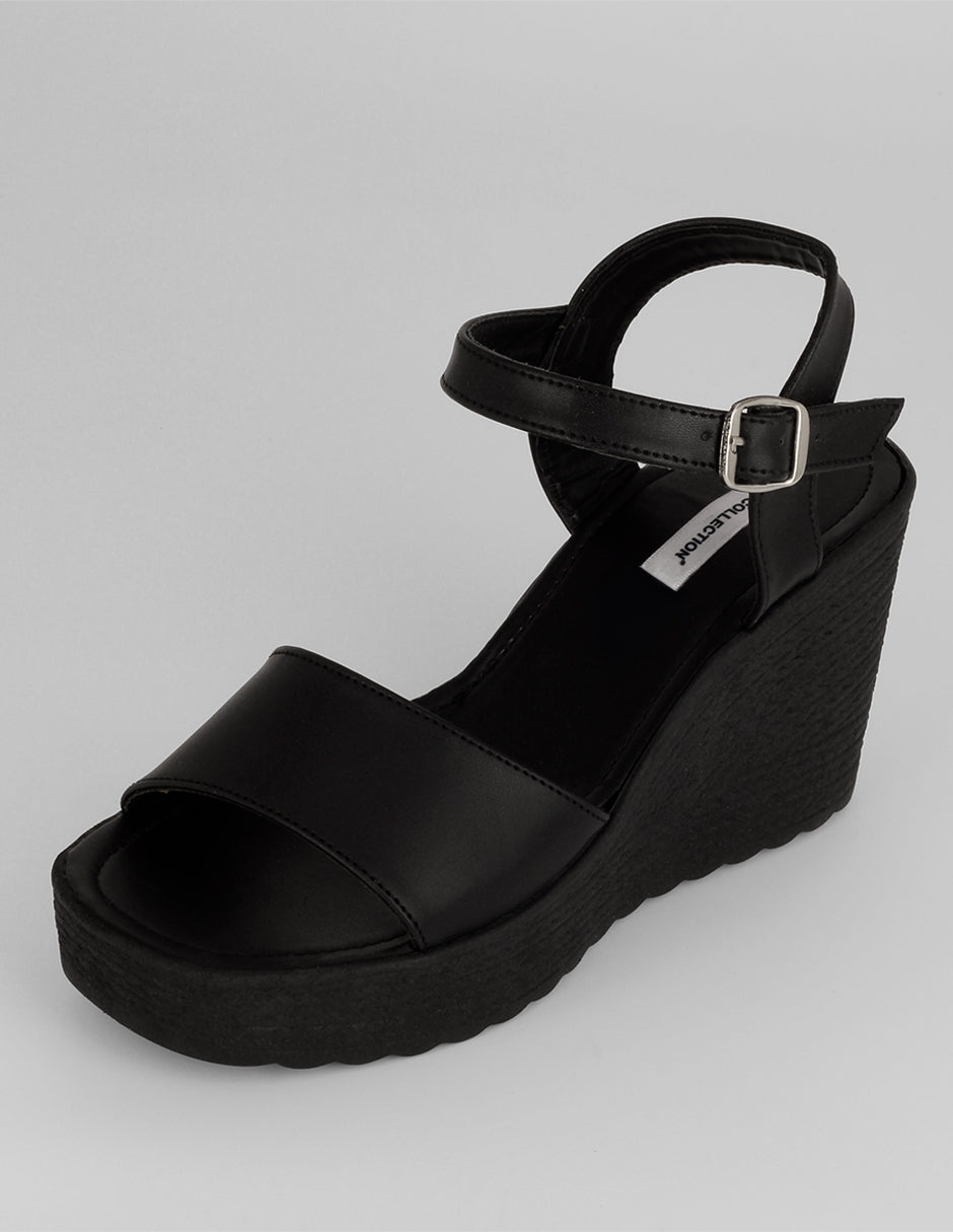 Sandalias con plataforma Naia en Piel vegana – Negro