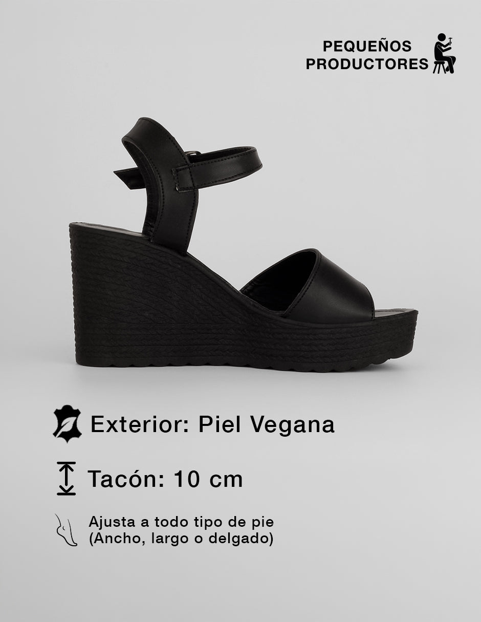 Sandalias con plataforma Naia en Piel vegana – Negro