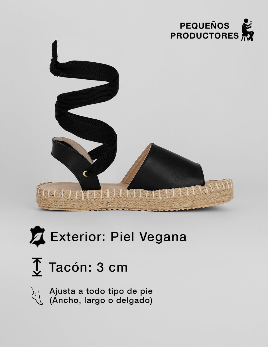 Sandalias de piso Naia en Piel vegana – Negro