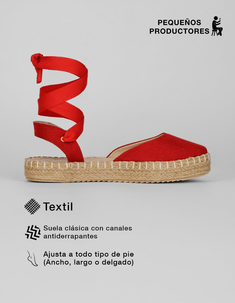 Sandalias con plataforma Naia en Textil – Rojo