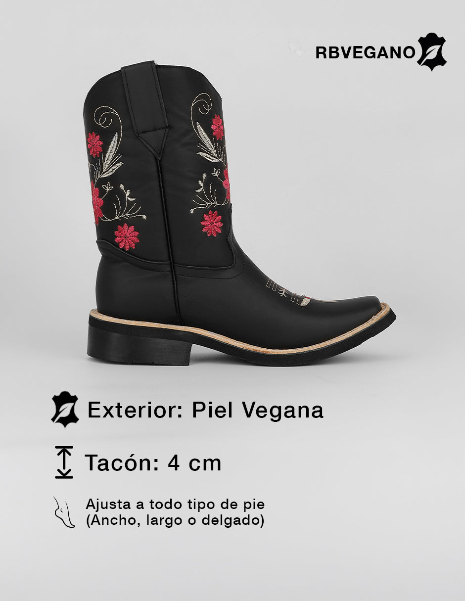 Botas tipo western West en Piel vegana – Negro