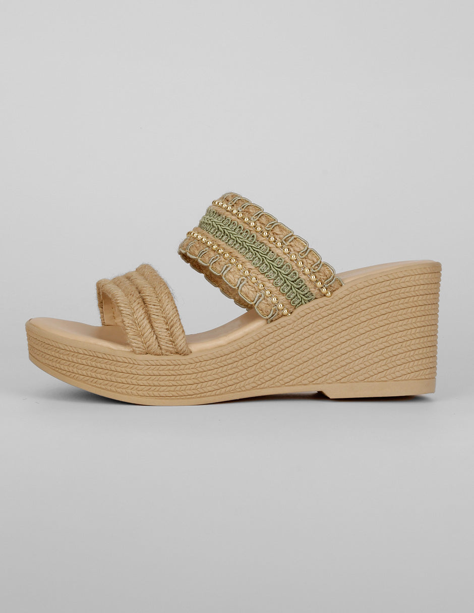 Sandalias con plataforma Exterior Textil Color Verde Para Mujer De RBCOLLECTION