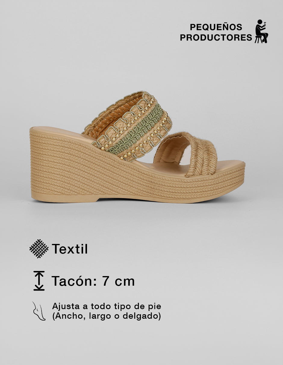 Sandalias con plataforma Naia en Textil – Verde