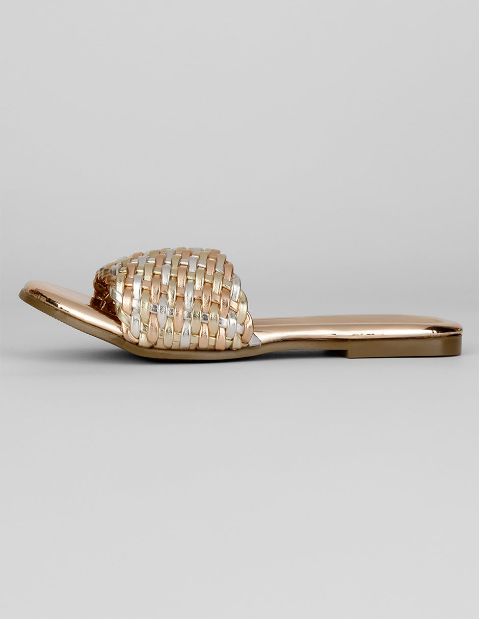 Sandalias de piso Exterior Sintético Color Dorado Para Mujer De RBBASICS