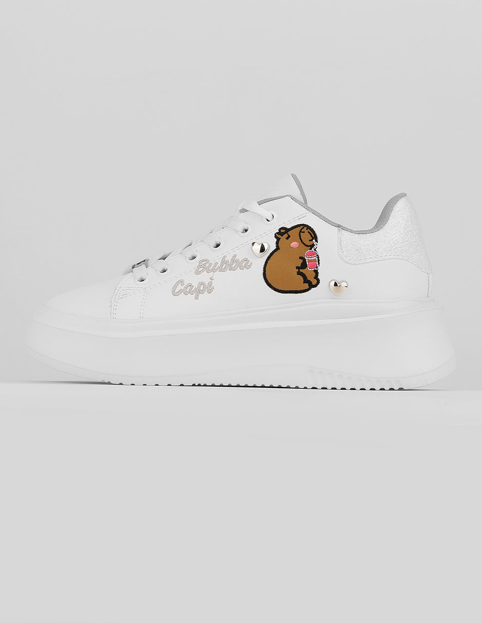 Tenis con cordones Exterior Piel vegana Color Blanco Para Mujer De RBCOLLECTION