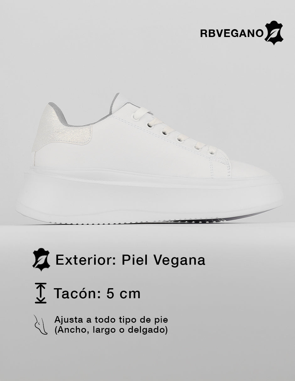 Tenis con cordones  Urban en Piel vegana – Blanco