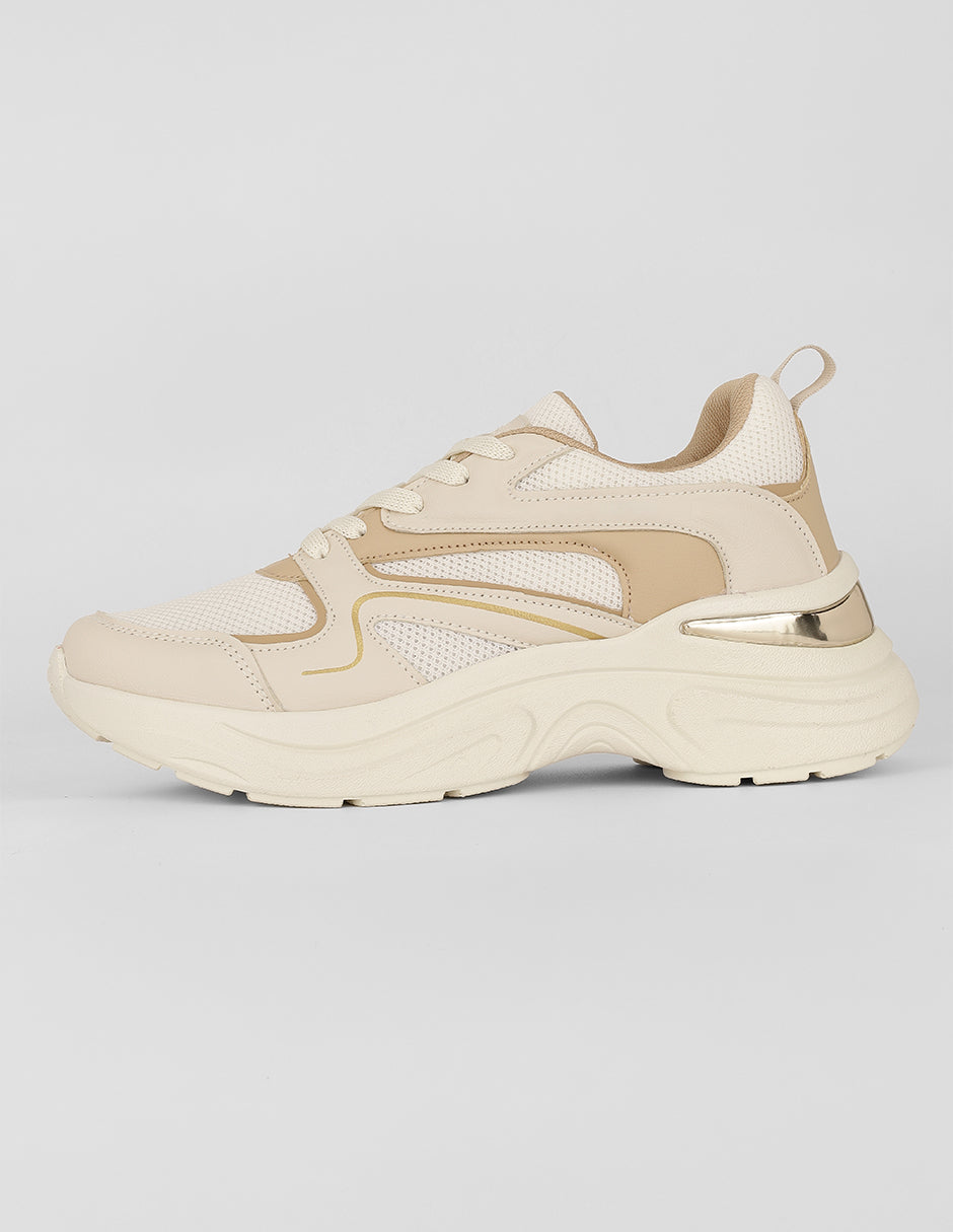 Tenis tipo deportivo Exterior Textil Color Beige Para Mujer De RBCOLLECTION
