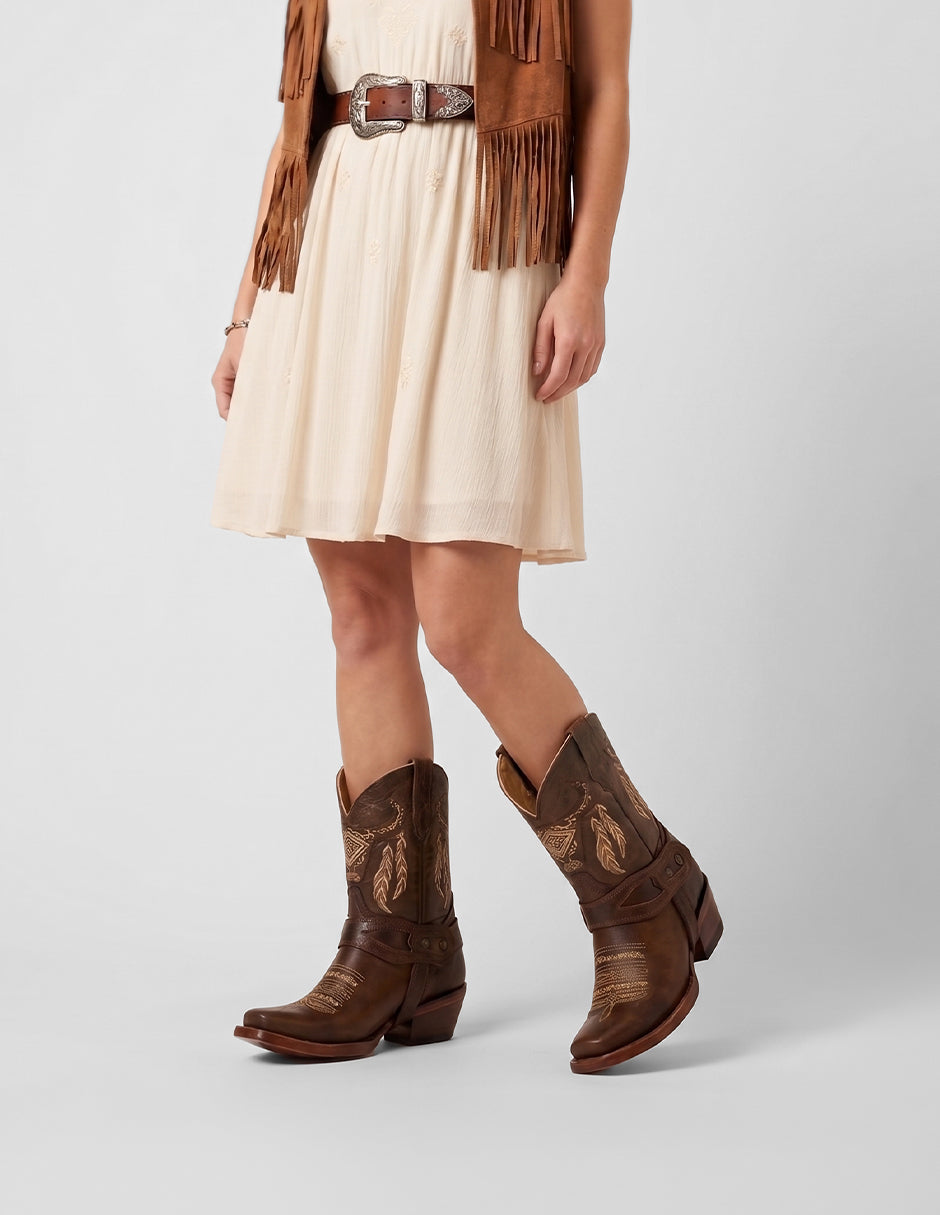 Botas tipo western West en Piel – Café