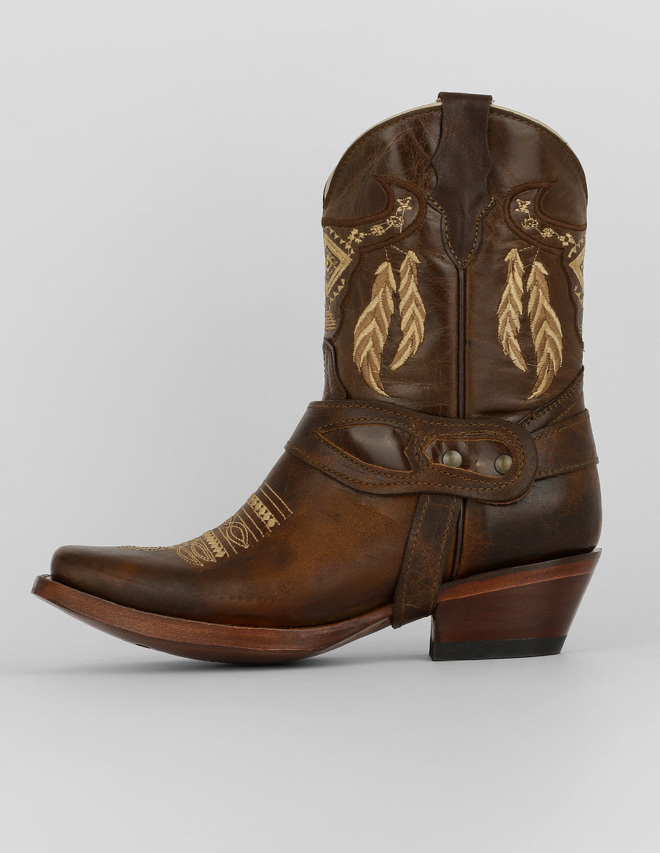 Botas tipo western Exterior Piel Color Café Para Mujer De RBCOLLECTION