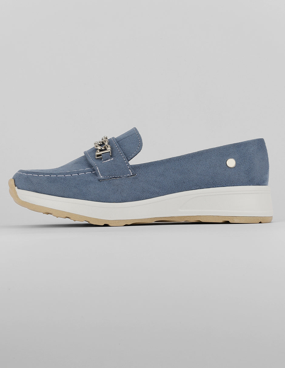 Mocasines Exterior Gamuza Color Azul Para Mujer De RBCOLLECTION