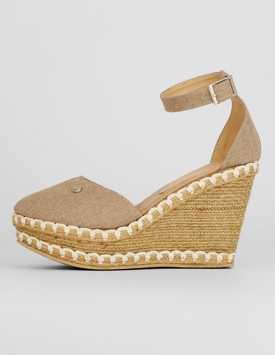 Sandalias con plataforma Exterior Textil Color Beige Para Mujer De RBCOLLECTION
