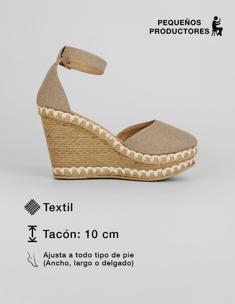 Sandalias con plataforma Naia en Textil – Beige
