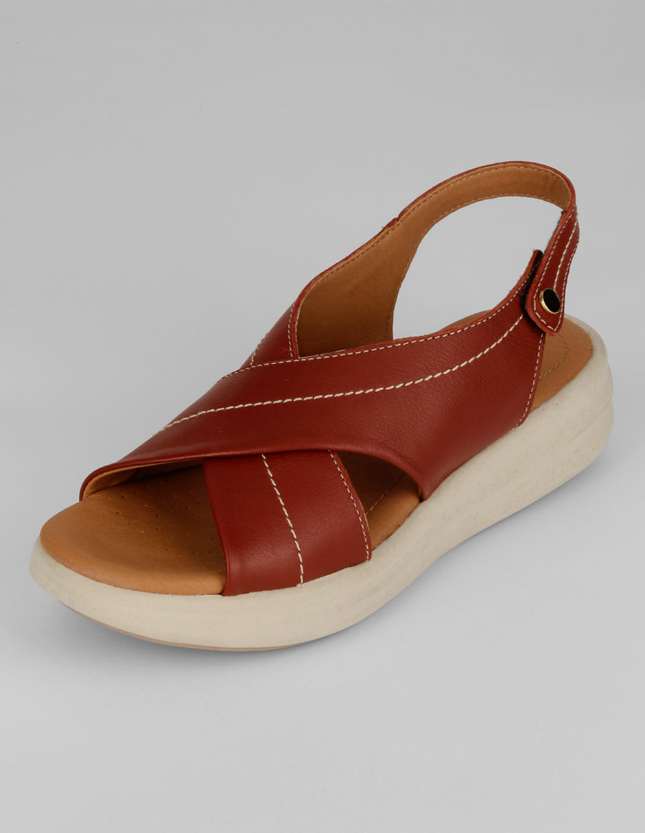 Sandalias con plataforma Hand made  en Piel – Rojo