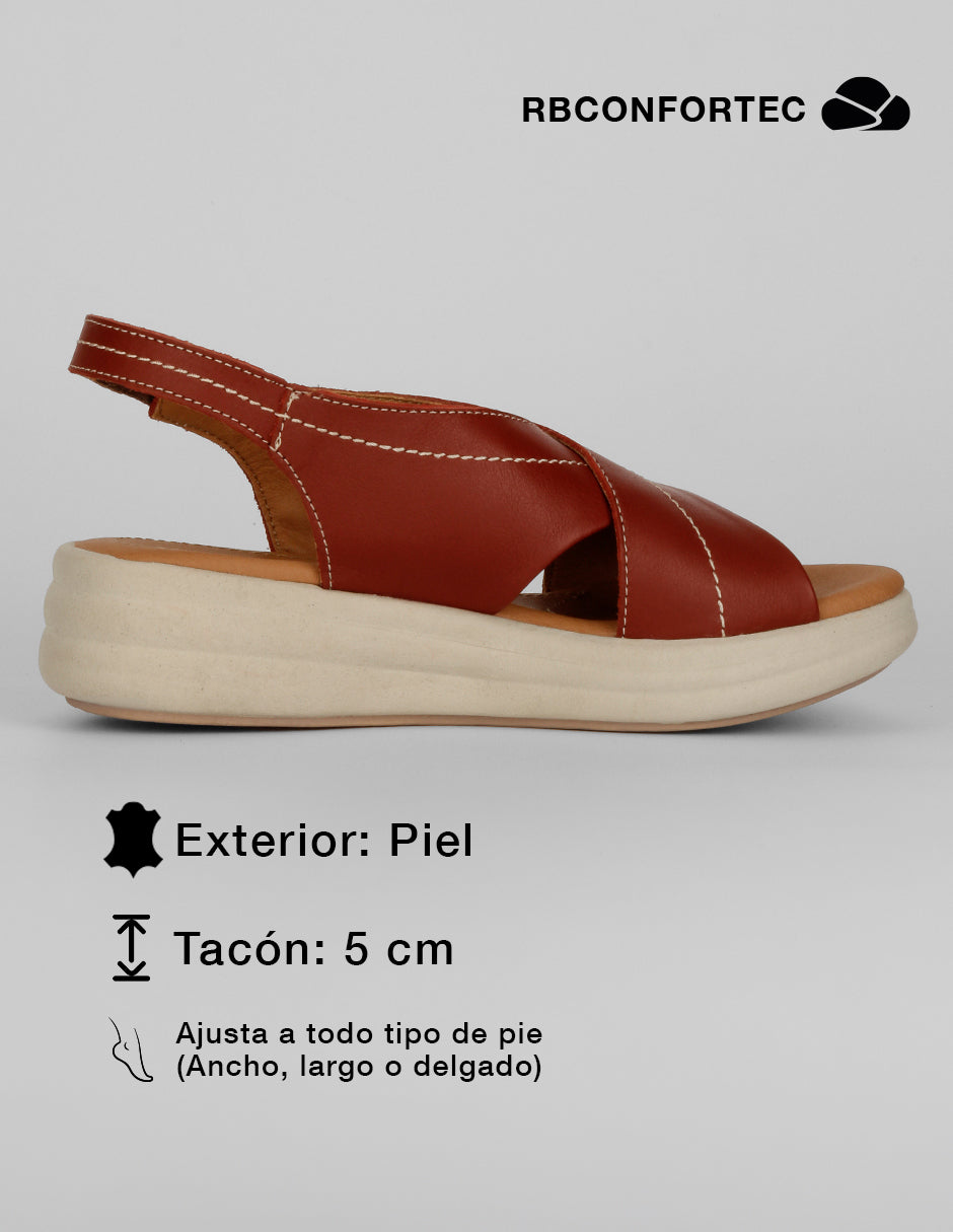 Sandalias con plataforma Hand made  en Piel – Rojo