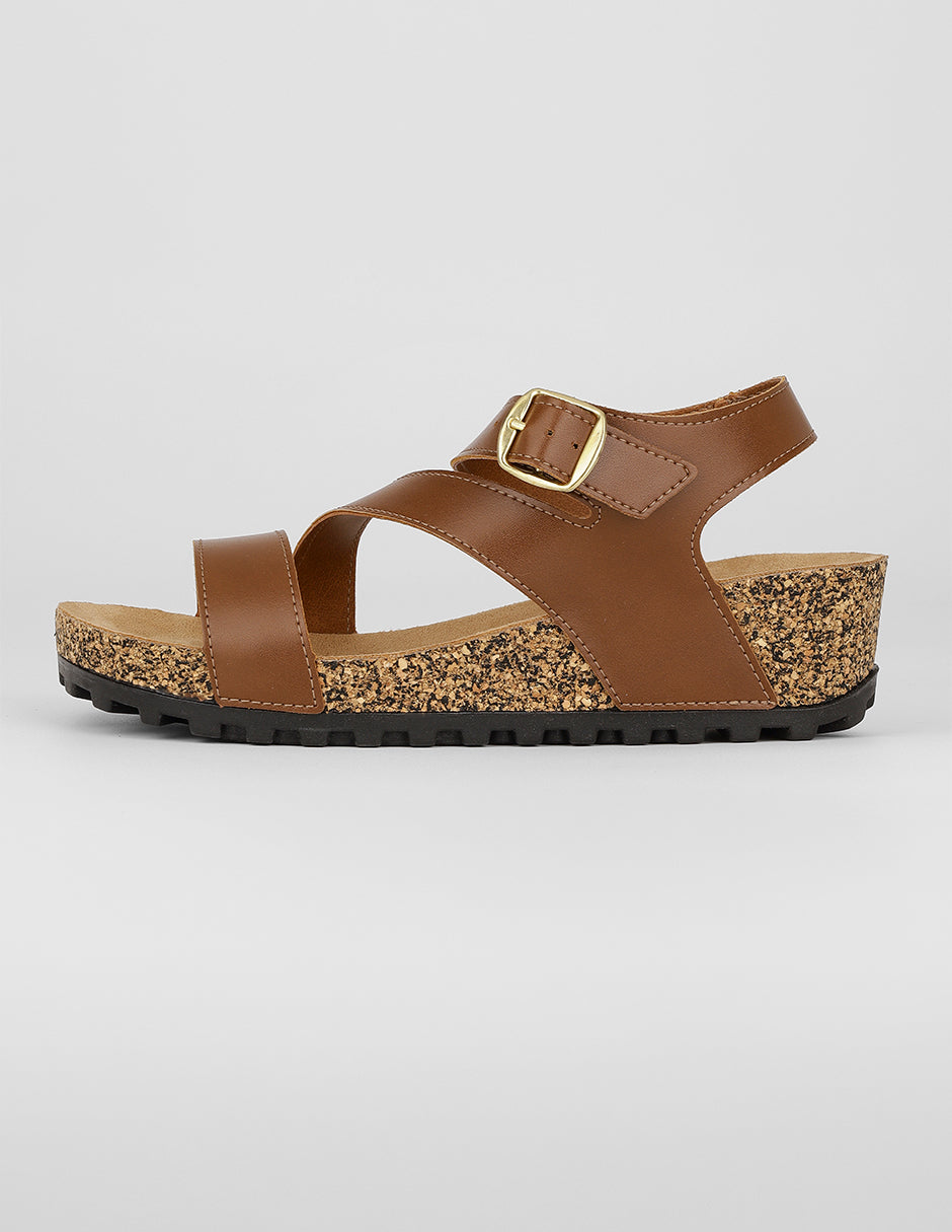 Sandalias con plataforma Exterior Piel vegana Color Café Para Mujer De RBCOLLECTION