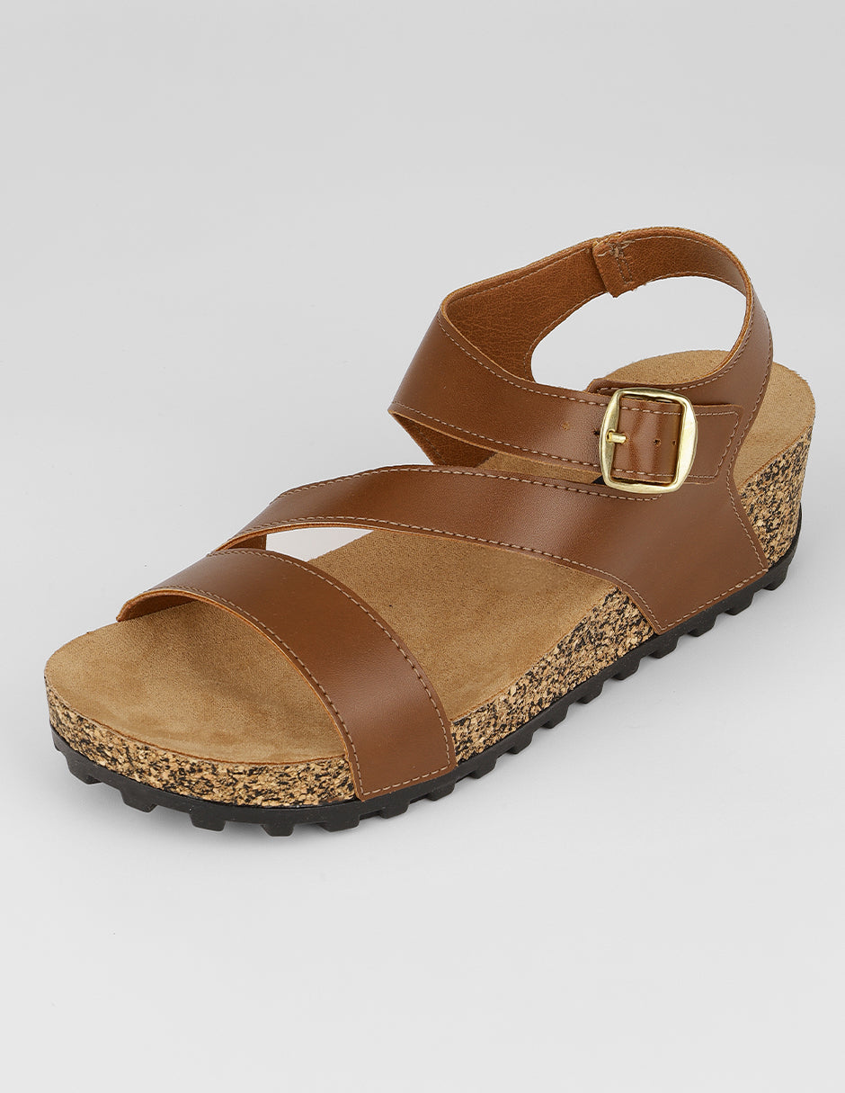 Sandalias con plataforma Daily en Piel vegana – Café