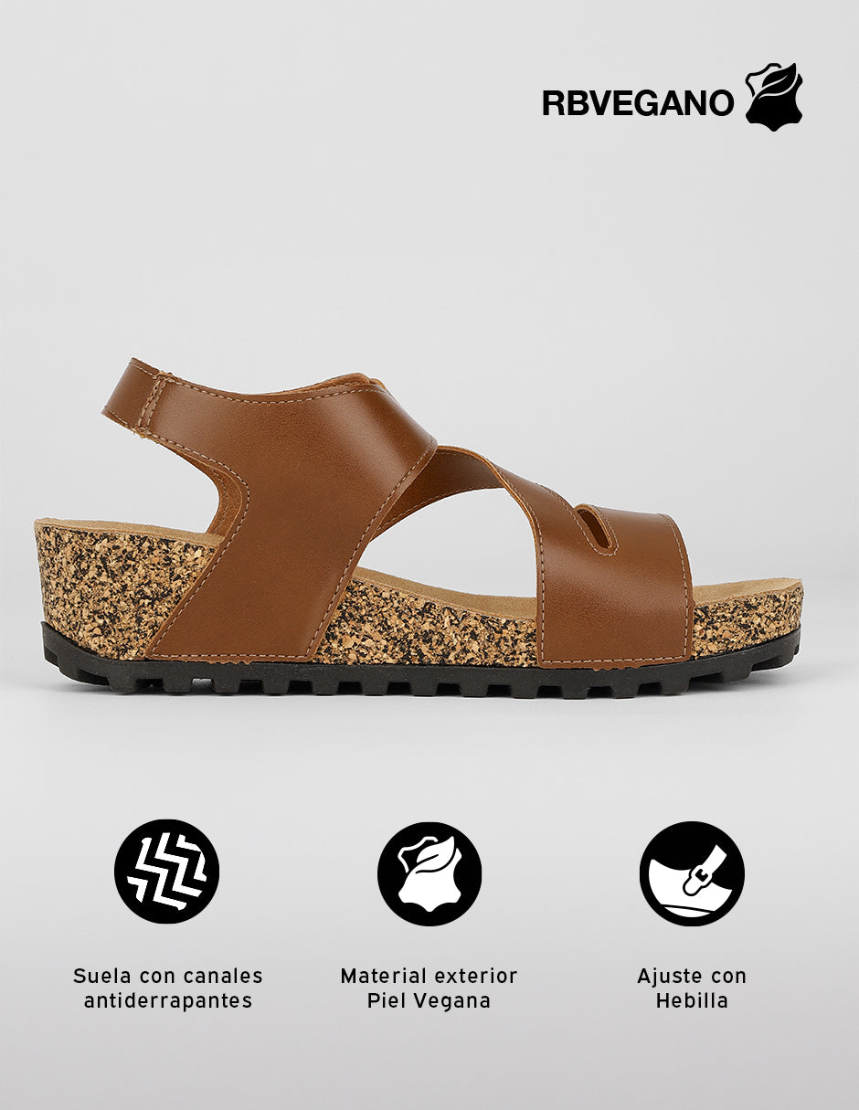 Sandalias con plataforma Daily en Piel vegana – Café
