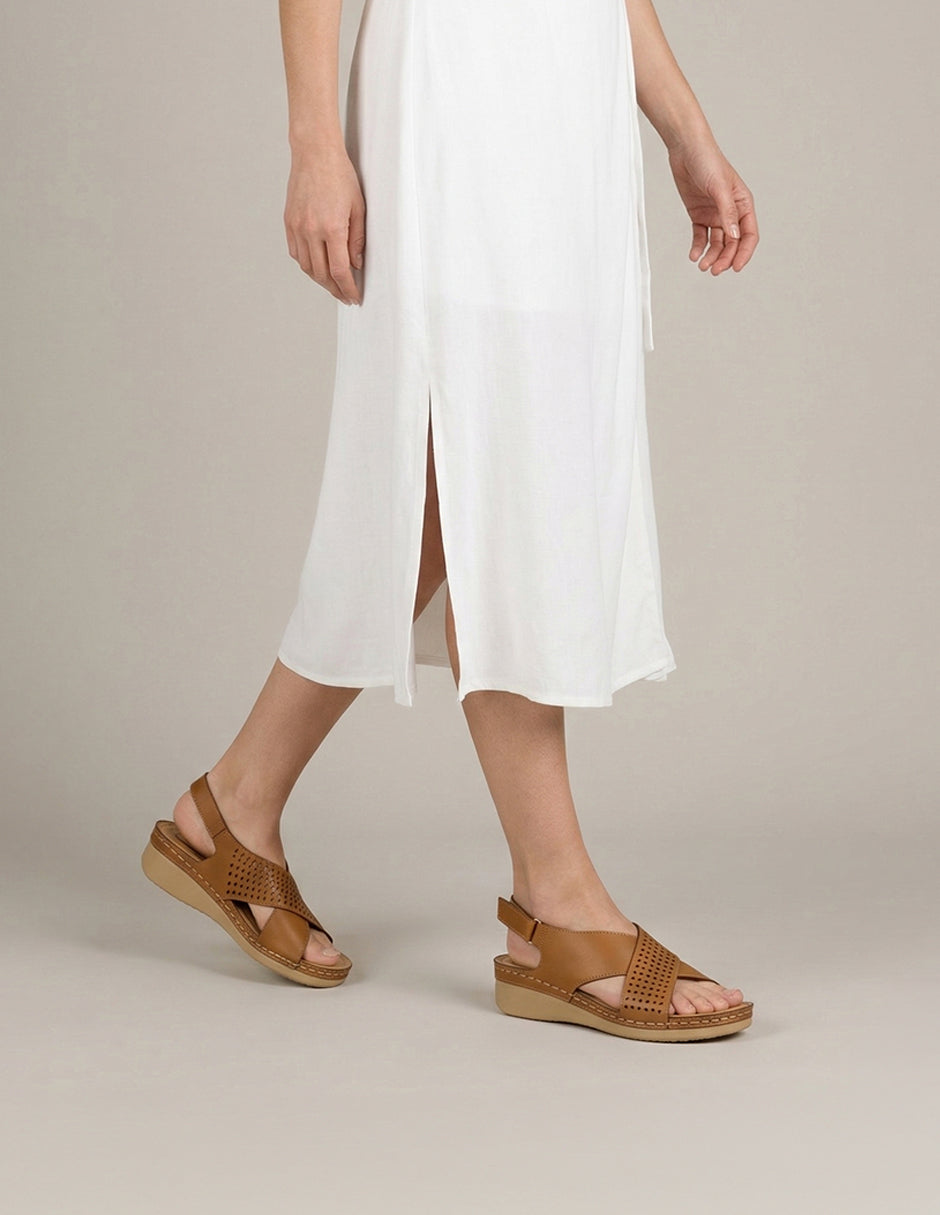 Sandalias con plataforma Steps en Piel vegana – Café