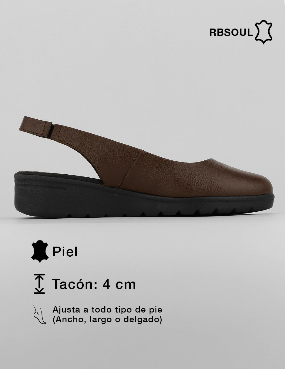 Flats clásicas Hand made en Piel  – Café