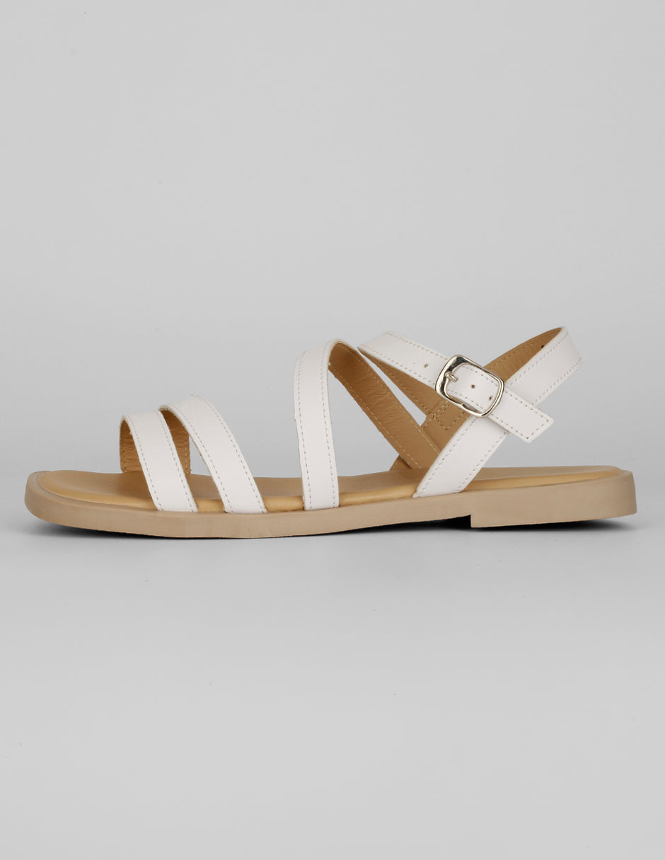 Sandalias de piso Exterior Piel vegana Color Blanco Para Mujer De RBCOLLECTION