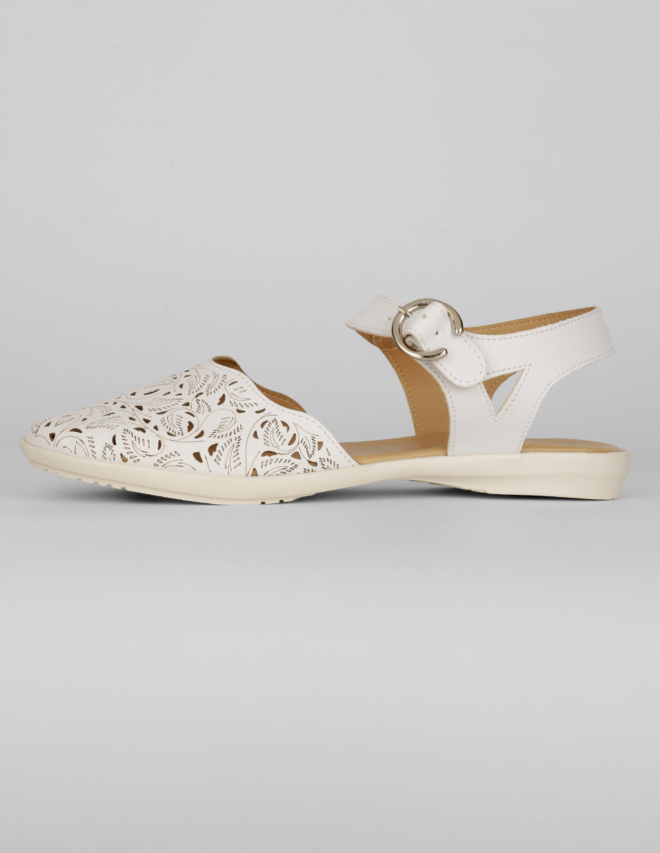 Sandalias de piso Exterior Piel vegana Color Blanco Para Mujer De RBCOLLECTION