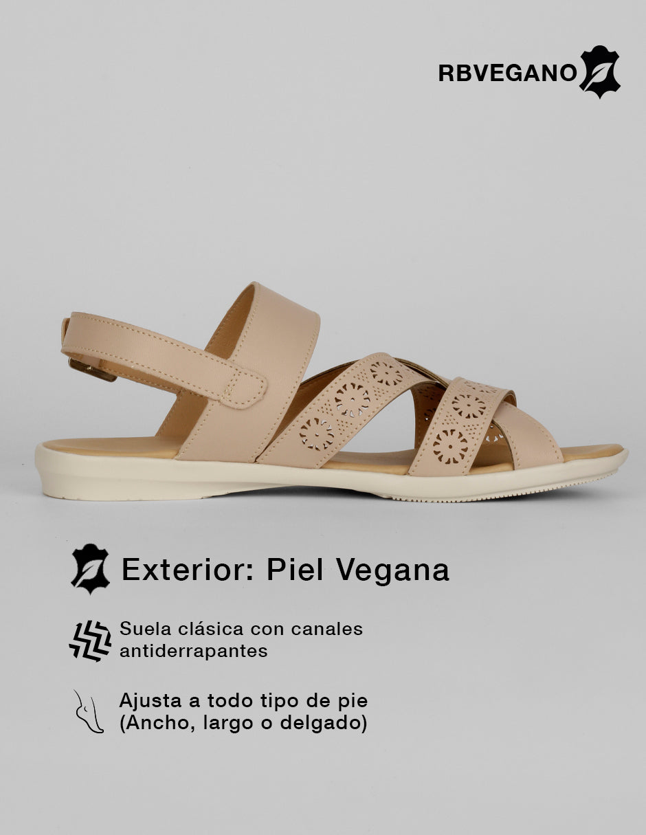 Sandalias de piso Steps en Piel vegana – Beige