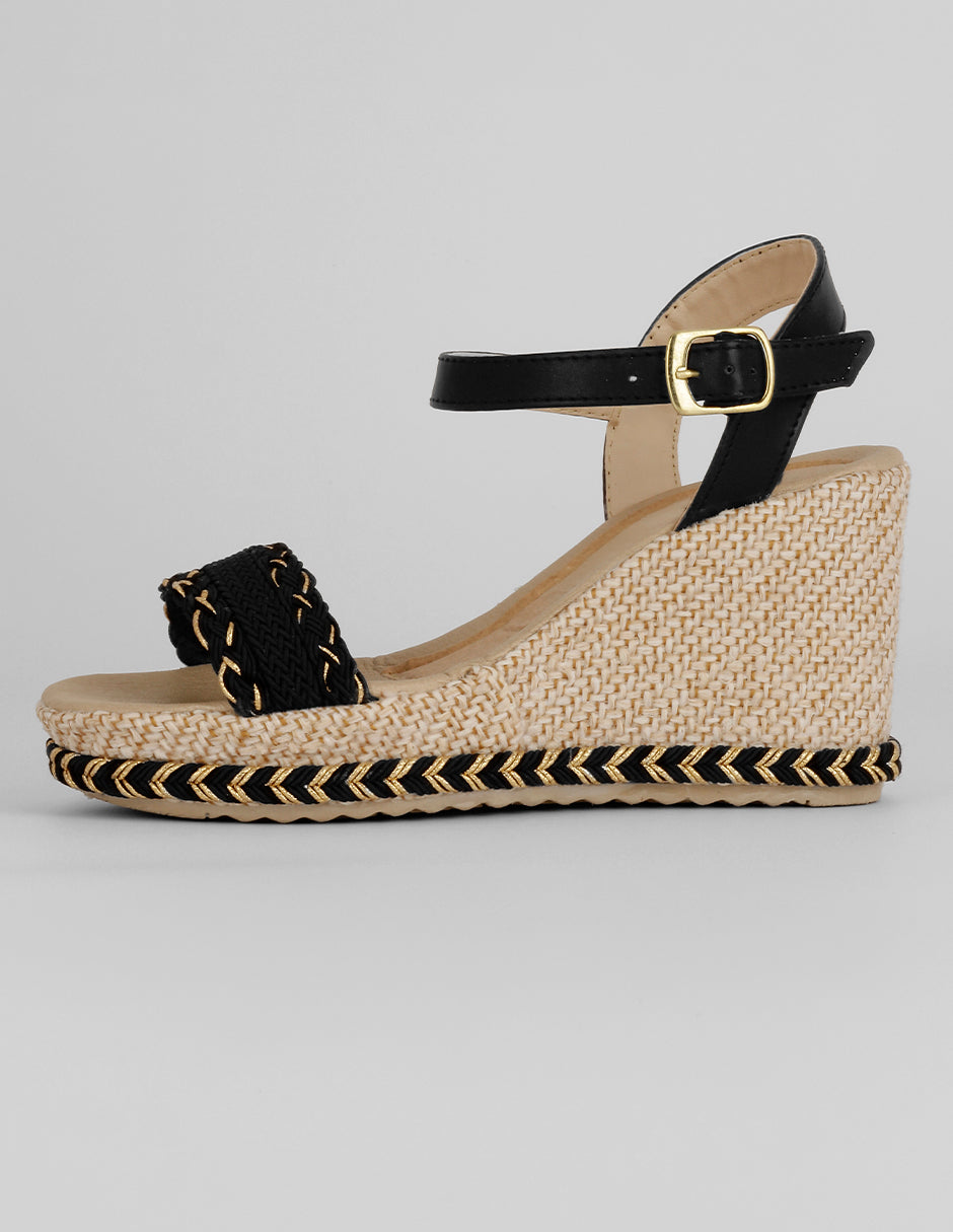 Sandalias con plataforma Exterior Textil Color Negro Para Mujer De RBCOLLECTION